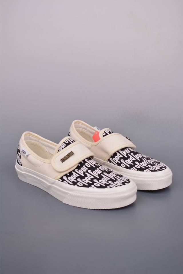 Fear Of Fog X Vans Slip-On 47 V Dx 高街黑白棋盘格懒人魔术贴一脚蹬帆布鞋 货号：Vn0A3J9Fpzr 尺码：35-44 36