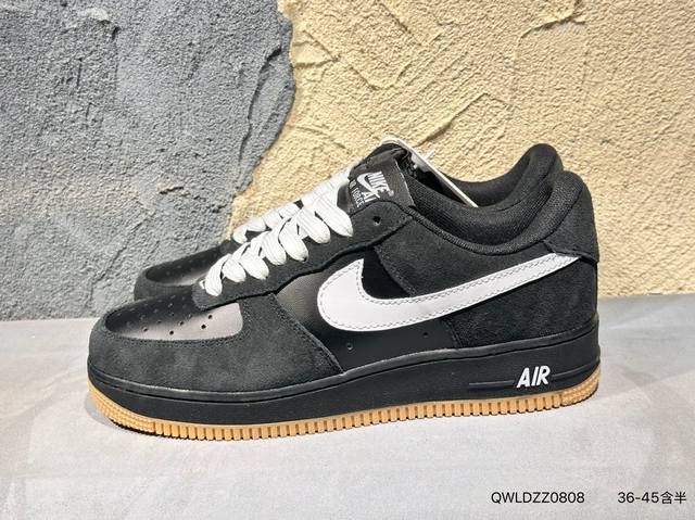 新品上市实拍 Nike Air Force 1 Low 07 Sk8 Black Gum 黑白生胶 原楦头原纸板 打造纯正低帮空军版型专注外贸渠道 全掌内置蜂窝