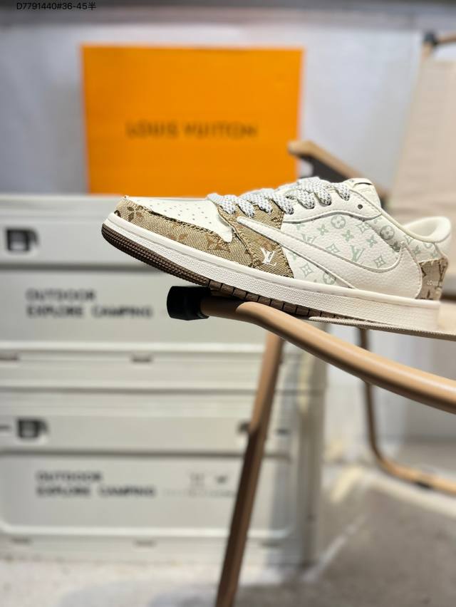 618福利特价公司级头层皮# Lv X 乔丹Air Jordan 1 Low Aj1低帮系列篮球鞋 官方同步配色 原装级产物 #拒绝公底 立体鞋型 细节完美 高