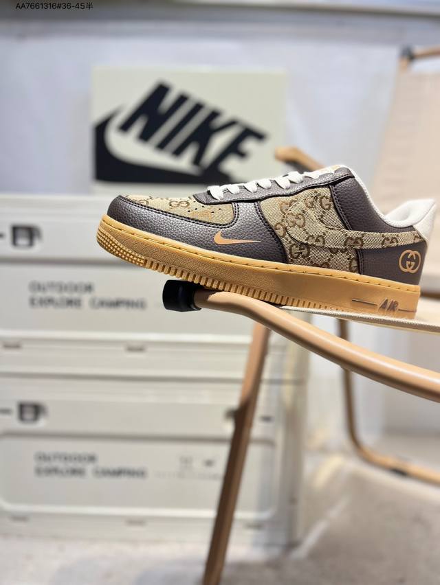 古驰 X Nk Air Force 1'07 Low 空军一号低帮休闲板鞋 #定制皮料 原楦原纸板 纯正空军版型 高清洁度 内置全掌气垫Lw9279 Aa766