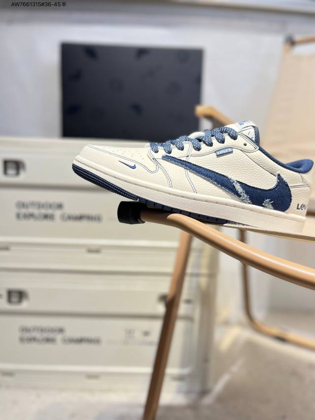 公司级头层皮Levi's X 乔丹Air Jordan 1 Low Aj1低帮系列篮球鞋 官方同步配色 原装级产物 #拒绝公底 立体鞋型 细节完美 高清洁度Le