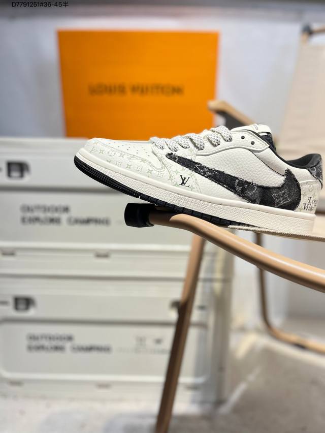 618福利特价公司级头层皮# Lv X 乔丹Air Jordan 1 Low Aj1低帮系列篮球鞋 官方同步配色 原装级产物 #拒绝公底 立体鞋型 细节完美 高