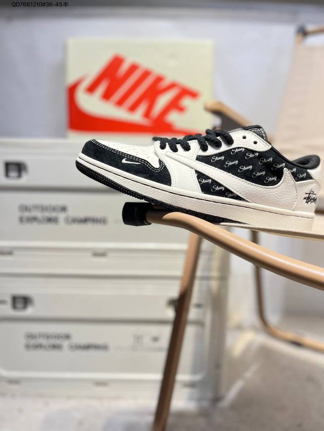 公司级头层皮斯图西 X 乔丹Air Jordan 1 Low Aj1低帮系列篮球鞋 官方同步配色 原装级产物 #拒绝公底 立体鞋型 细节完美 高清洁度Sj206