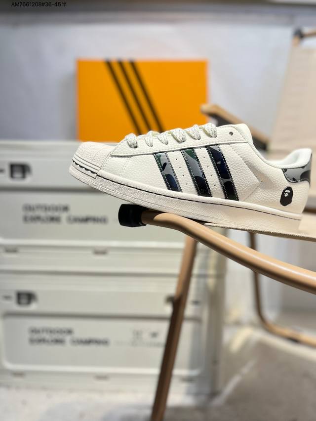 猿人头 X Adidas Originals Superstar 经典配色 经典贝壳头官网同步 实拍首发渠道正品订单 诠释市场最高工艺水平区别市面普通真标版本，