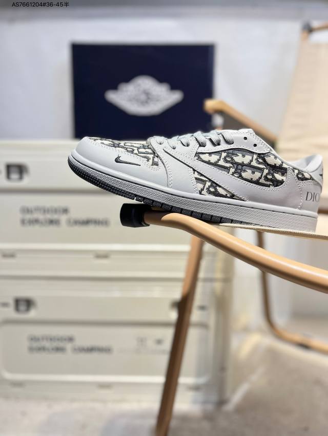 公司级头层皮Dior X 乔丹Air Jordan 1 Low Aj1低帮系列篮球鞋 官方同步配色 原装级产物 #拒绝公底 立体鞋型 细节完美 高清洁度Ld20