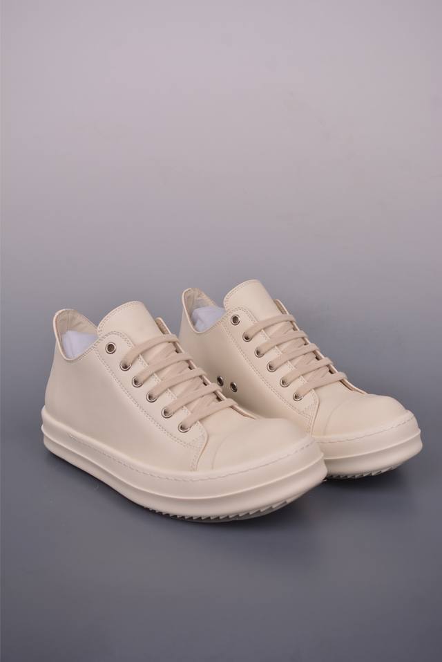 Rick Owens Ro Mega 瑞克 欧文斯 Drkshdw 低帮纯白皮面 广东顶级版本 经典西瓜头款式“Ro低帮进口原料牛皮 鞋头采用原版一致工艺 又翘