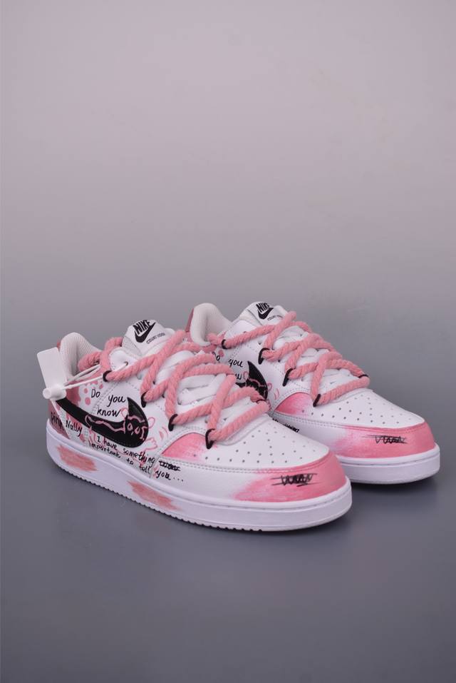 Nike Court Vision Low 手绘涂鸦 休闲运动板鞋 纯原版本 低帮百搭透气休闲运动板鞋，经典耐用的设计，兼顾舒适脚感和出众风范，演绎匠心之作。结