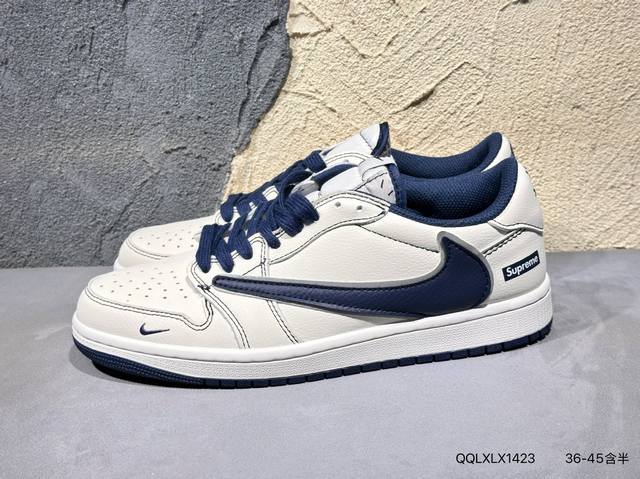 Travis Scott X Fragment Design X Air Jordan Aj1 Low Og Sp 三方联名闪电倒钩2.0低帮 白蓝黑 Dm78
