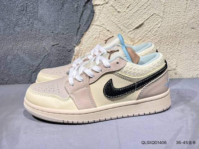 新品上市实拍 Air Jordan 1 Low 低帮 蓝柠檬 Aj1 乔丹1代 Aj1 乔1 低邦 蓝黄拼接 乔丹篮球鞋系列 鞋身采用蓝色皮革勾勒轮廓，明黄色注
