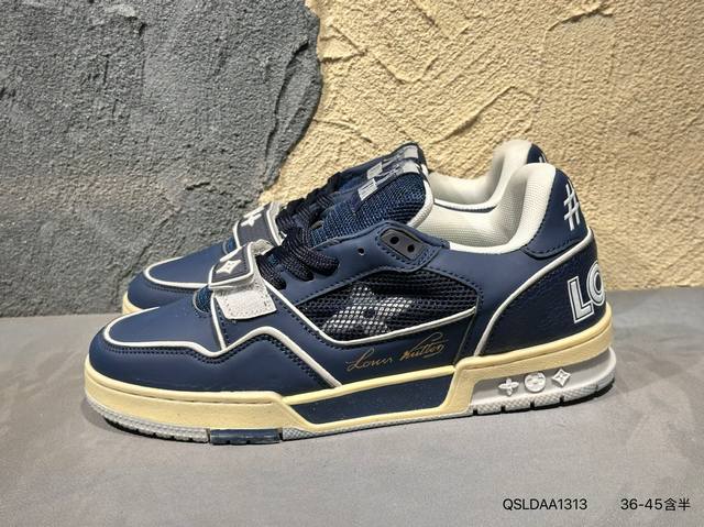 新品上市实拍 全新Lv路易威登Louis Vuitton Trainer Sneaker Low休闲运动文化百搭篮球板鞋Qsldaa1313