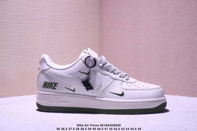 海外限量发售！公司级Nike Air Force 1 '07 Low “Nike联名 绿小三勾”空军一号 低帮 运动鞋 休闲鞋 折边针车 工艺难度大 原楦头原纸