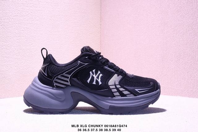 Mlb Xlg Chunky 纽约洋基队 潮流时尚厚底运动鞋 安全防撞包裹鞋头 符合人体结构 精心设计 行走柔软触感 后跟加厚 呵护脚后跟轻松穿脱不磨脚 柔软耐