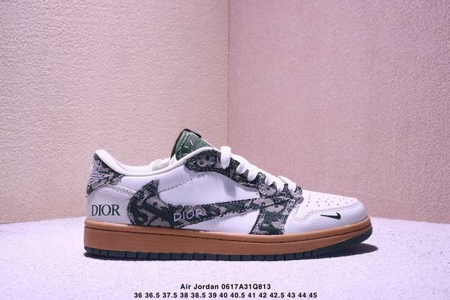 真标Aj1倒勾Travis Scott X Air Jordan 1 ” Reverse Mocha “ Aj1乔1 Ts 联名倒钩 低帮文化篮球鞋 尺码:36