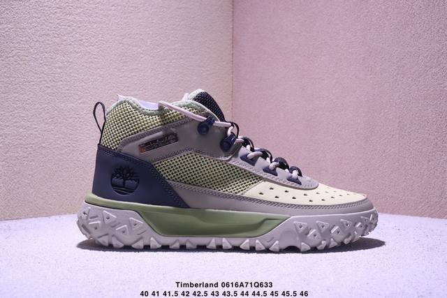 Timberland添柏岚 绿色，夏季网面设计，户外高帮休闲大黄靴系列 广东大厂品质 原盒原包装 24Ss新款 时尚潮流搭配 面料采用意大利顶级磨砂细纹皮 搭配