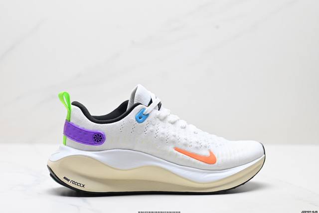 真标Nike Reactx Infinity Run 4马拉松 跑鞋 轻量鞋面搭配位于足弓处的全新板带设计 细致包裹双脚 Nike React泡棉中底 前后掌搭