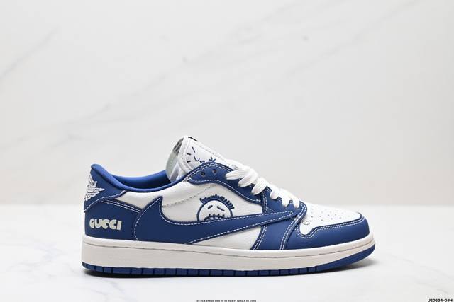 公司级Nike Air Jordan 1 X Travis Scott Aj1倒勾 乔一倒钩 ‘Diy’定制 耐克 低帮文化篮球鞋 完美品质出货 细节如图所示