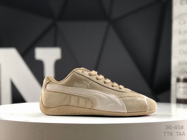 彪马 Puma Speedcet 棕褐色 彪马低帮复古运动休闲赛车跑鞋 以趣味十足又前卫复古的设计引领潮流，将赛道精神融入街头时尚，开启前卫竞速之旅。融入经典配