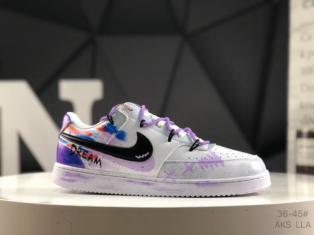 公司级带半码 耐克 Nike Court Vision Low 学院视觉系列休闲运动皮革板鞋 绑带 货号：Dh3158-101 尺码：36 36.5 37.5