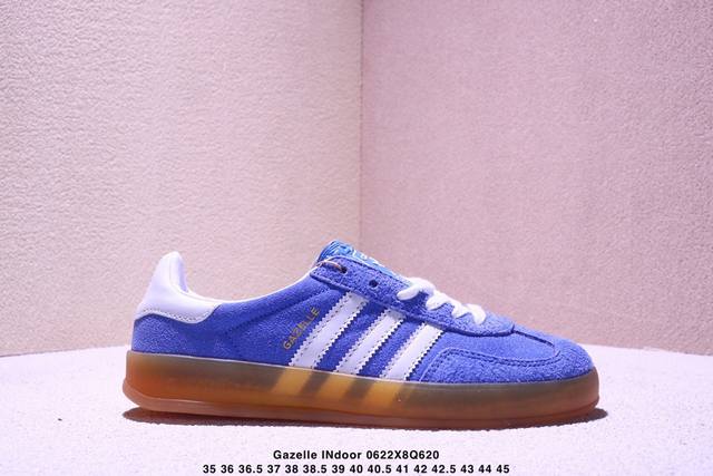 Adidas Originals Gazelle Indoor 三叶草休闲防滑耐磨低帮板鞋 鞋头出色设计 塑就出众贴合感 稳固的后跟贴合足部曲线设计 软弹舒适