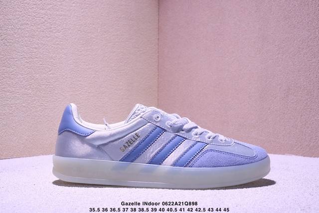 公司级Adidas Originals Gazelle Indoor 三叶草休闲防滑耐磨低帮板鞋 鞋头出色设计 塑就出众贴合感 稳固的后跟贴合足部曲线设计 软弹