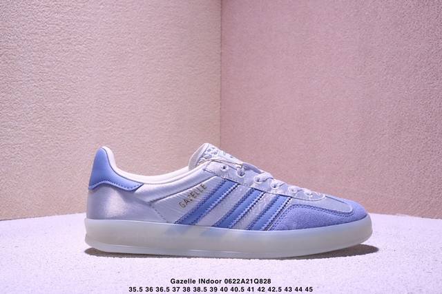 公司级Adidas Originals Gazelle Indoor 三叶草休闲防滑耐磨低帮板鞋 鞋头出色设计 塑就出众贴合感 稳固的后跟贴合足部曲线设计 软弹