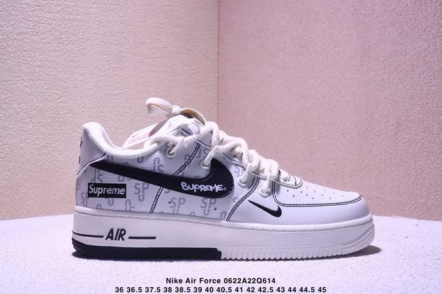 结 海外爆款限量发售！高端定制Nike Air Force 1 '07 Low Supreme联名--- 白黑印花 高端定制 低帮休闲板鞋 定制鞋盒 大厂纯原品