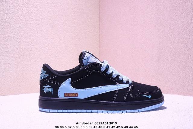 公司级Aj1倒勾Travis Scott X Air Jordan 1 ” Reverse Mocha “ Aj1乔1 Ts 闪电 联名倒钩 低帮文化篮球鞋 完