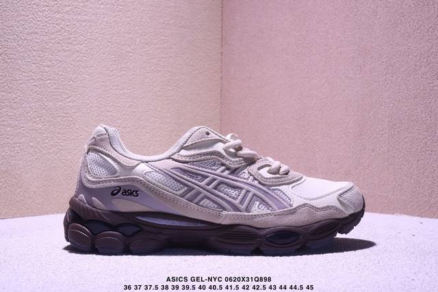 公司级Asics Gel-Nyc 亚瑟士 透气网眼鞋面 配合部分合成革材质 采用全新Ahar+橡胶材质 更加耐磨 货号: 3A383-105 尺码:36 37