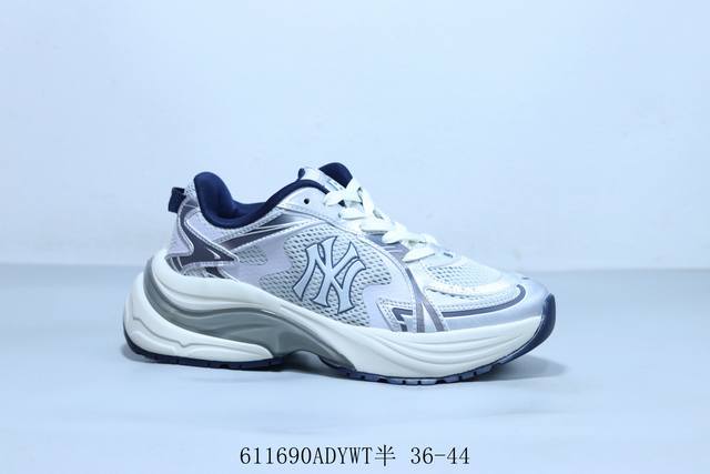 Korea韩国Ss19限定发售Ny美国榄球洋基队限定 X Mlb Big Ball Chunky A Running厚底老爹厚底休闲运动慢跑鞋“网纱白黑Ny印花