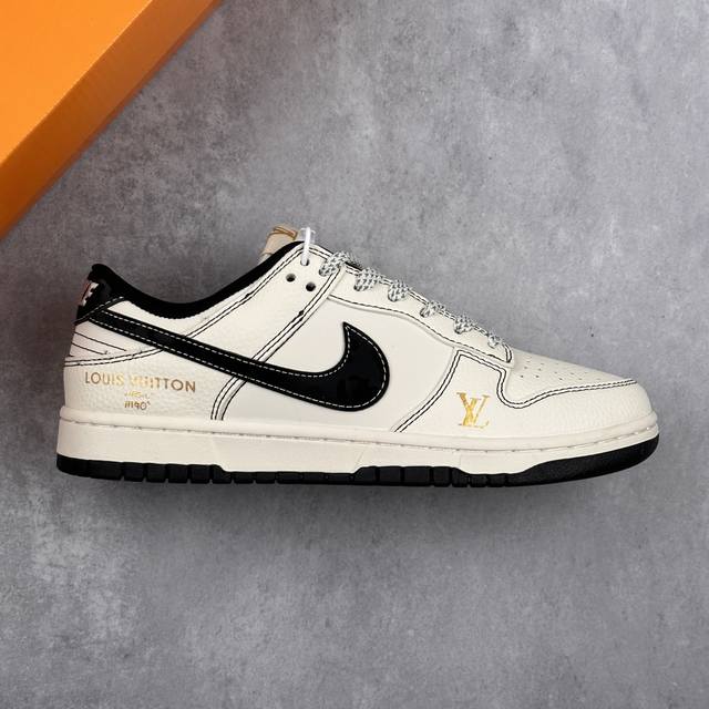 本地 核心私 Nike Air Dunk Low 1“Lv联名 白黑金标 低帮复古减震防滑耐磨板鞋 采用国际最流行缝线工艺，金色Lv标高端大气 今年最流行配色搭