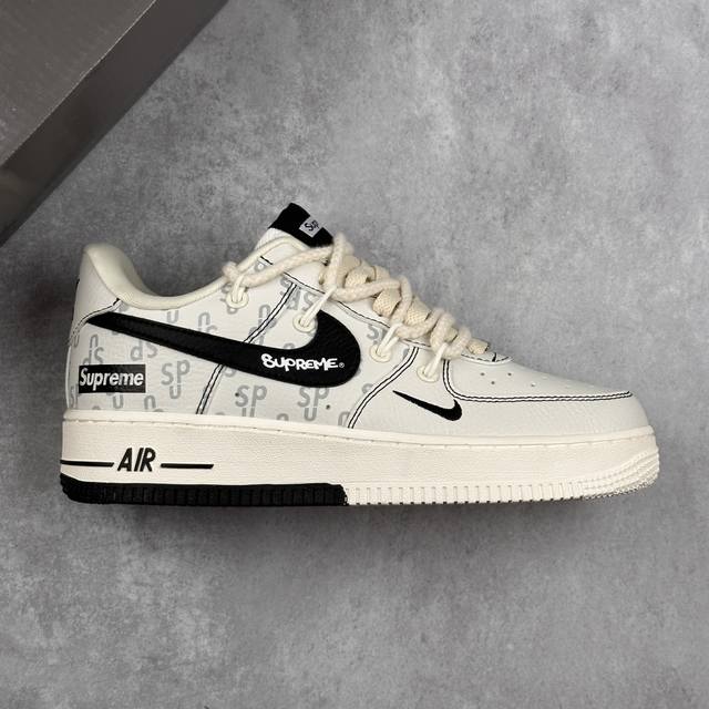本地 核心私 耐克 Nike Air Force 1 '07 Low Supreme联名--- 白黑印花 高端定制 低帮休闲板鞋 定制鞋盒 大厂纯原品质出货 超