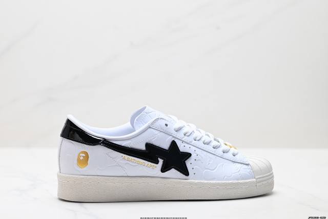 公司级Bape X Adidas Originals Superstar贝壳头系列 阿迪达斯 三叶草低帮经典百搭休闲运动板鞋 货号:Jr 1 尺码:35.5 3