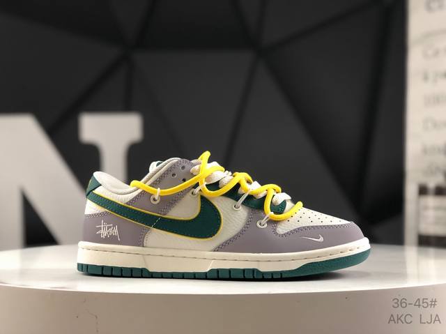 海外爆款限量发售！绑带高端定制 耐克 Nike Sb Dunk Low 斯图西联名--- 奶白灰绿钩 高端定制 低帮休闲板鞋 定制鞋盒 大厂纯原品质出货 超高清