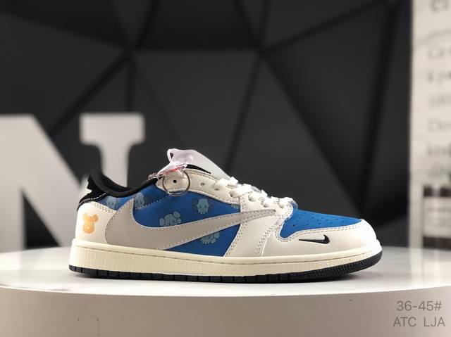 公司级带半码 耐克 Aj1倒勾Travis Scott X Air Jordan 1 ” Reverse Mocha “ Aj1乔1 Ts 闪电 联名倒钩 低帮