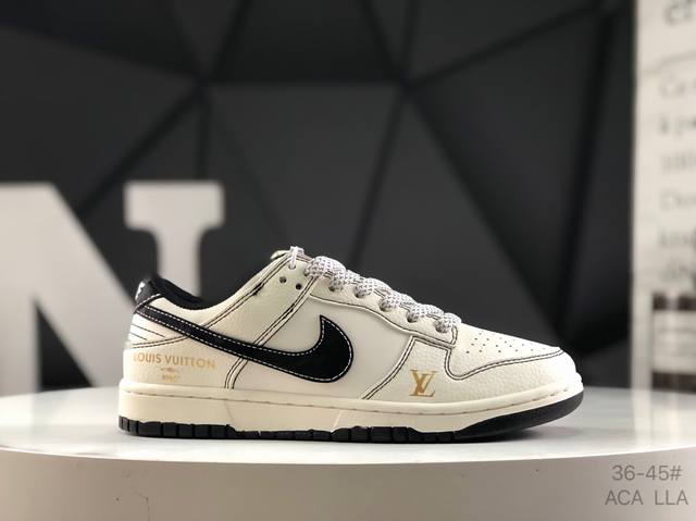 海外爆款限量发售！耐克 Nike Air Dunk Low 1“Lv联名 白黑金标 采用国际最流行缝线工艺，金色Lv标高端大气 今年最流行配色搭配，海外潮流爆款