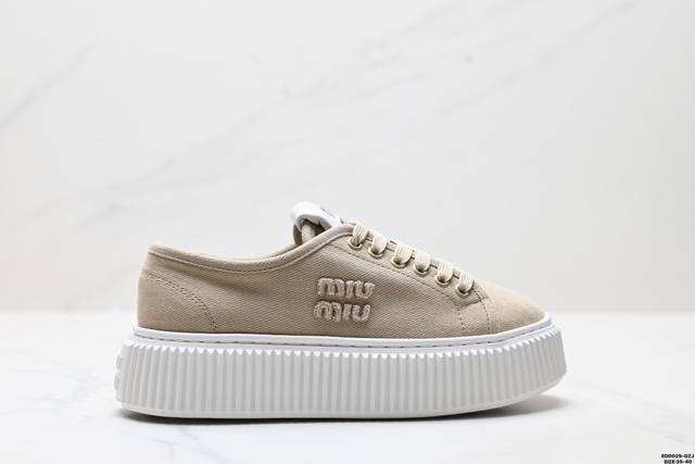 纯原Miu Miu缪缪 Calzature Donna 圆头 帆布 丹宁牛仔运动鞋 防滑帆布鞋 独家版型蒸餾加工 帶來的是更好的视觉和脚感体验 大厂纯原品质出货