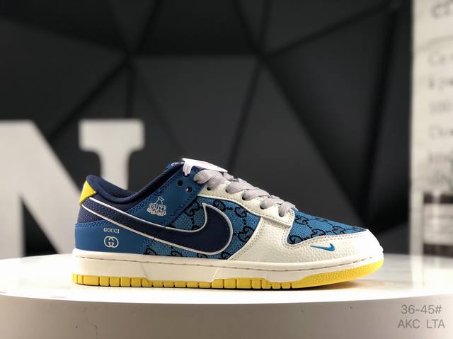 海外爆款限量发售！高端定制 耐克 Nike Sb Dunk Low “古驰联名---帆布白蓝”高端定制 低帮休闲板鞋 定制鞋盒 大厂纯原品质出货 超高清洁度 皮