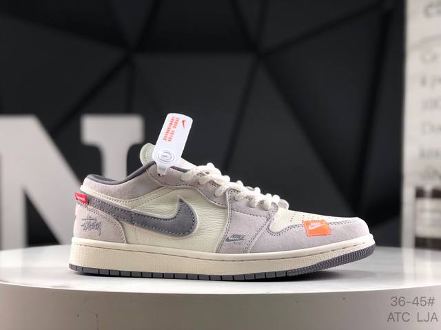 公司级带半码 耐克 Nike Air Jordan 1 Low Aj1 乔1 低帮潮流运动休闲板鞋。Aj1 低帮拼接 完美版型真头层牛皮# 内置缓震气垫 原鞋开