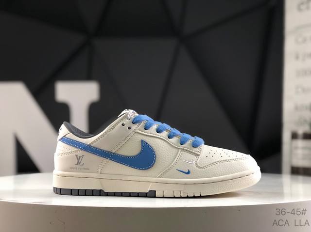 海外爆款限量发售！耐克 Nike Air Dunk Low 1“Lv联名 海湾蓝双拼 今年最流行配色搭配，海外潮流爆款 低帮 复古 减震 防滑 耐磨 篮球鞋 定