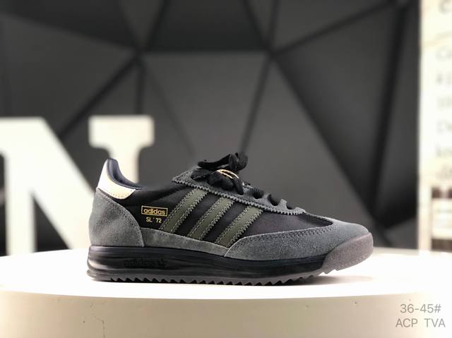 阿迪达斯 Adidas Originals Sl 72 Rs Jq0989 阿迪经典复古慢跑鞋 #鞋款采用舒爽尼龙鞋面、绒面革饰面和皮革细节等设计。与此同时，搭
