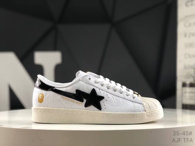 阿迪达斯 Bape X Adidas Superstar 贝壳头休闲板鞋 货号；Jr 1 尺码：35 36 36.5 37 38 38.5 39 40 40.5
