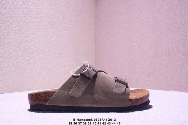 博肯 Birkenstock 拖鞋 广东原产#德国百年知名鞋履品牌 博肯Birkenstock 勃肯#采用质地柔软牛皮绒面材质#中底搭载缓震软木橡胶 其特有的鞋