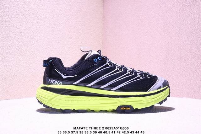 公司级Hoka Mafate Speed Three 2玛法特 超轻厚底轻量山地跑步鞋 滚动平衡科技和适度的脚后跟倾斜角度 可平稳步伐体验和柔软的脚感 鞋面采用