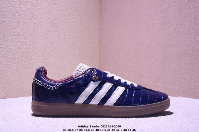 简介：真标带半码阿迪达斯Adidas Samba Vegan 桑巴舞系列 绅士德训足球风百搭低帮运动板鞋 货号：Ig8905 尺码：36 36.5 37 38