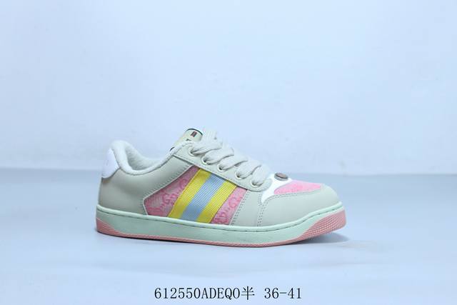 Gucci 古驰 Distressed Screener Sneaker 经典原型复古百搭做旧小脏鞋 612550Adeqo半 36-41