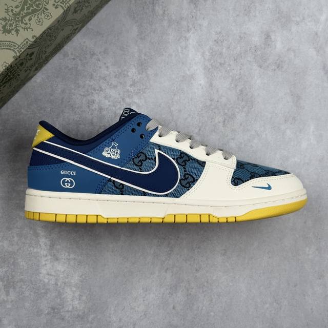 本地 核心私 Nike Sb Dunk Low “古驰联名---帆布白蓝”高端定制 低帮休闲板鞋 定制鞋盒 大厂纯原品质出货 超高清洁度 皮料切割干净无任何毛边