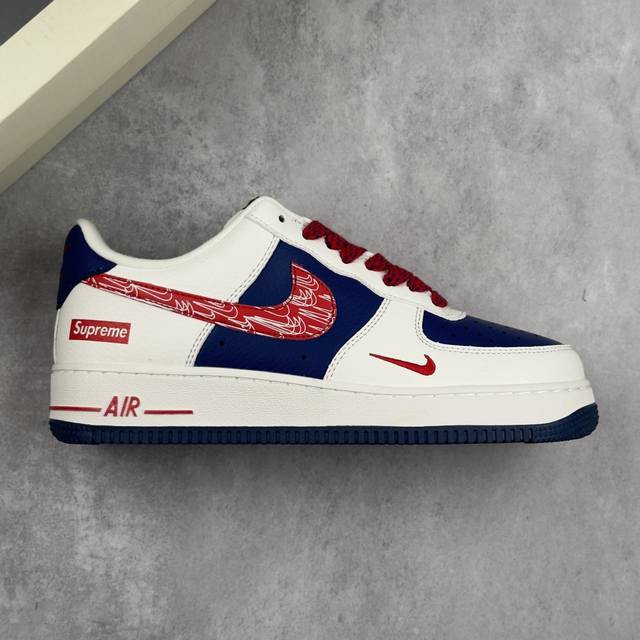 本地 核心私 Nike Air Force 1 ‘07 Low “Supreme联名 米红蓝”空军一号 低帮运动休闲鞋 折边针车 工艺难度大 原楦头原纸板 原装