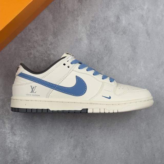 本地 核心私 Nike Air Dunk Low 1“Lv联名 海湾蓝双拼 低帮复古减震防滑耐磨板鞋 定制鞋盒 大厂纯原品质出货 超高清洁度 皮料切割干净无任何