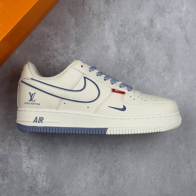 本地 核心私 Nike Air Force 1 ‘07 Low “Lv 联名 米蓝双色底”空军一号 低帮运动休闲鞋 折边针车 工艺难度大 原楦头原纸板 原装鞋盒