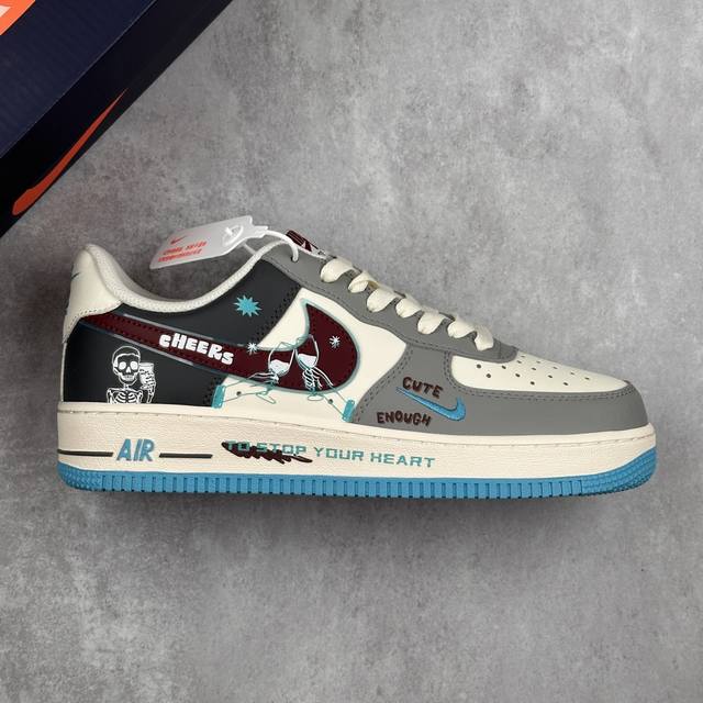 本地 核心私 Nike Air Force 1'07 Low Stop Drinking 戒酒骷髅 空军一号低帮休闲运动板鞋 #戒酒骷髅是一幅极具警示意义的创意